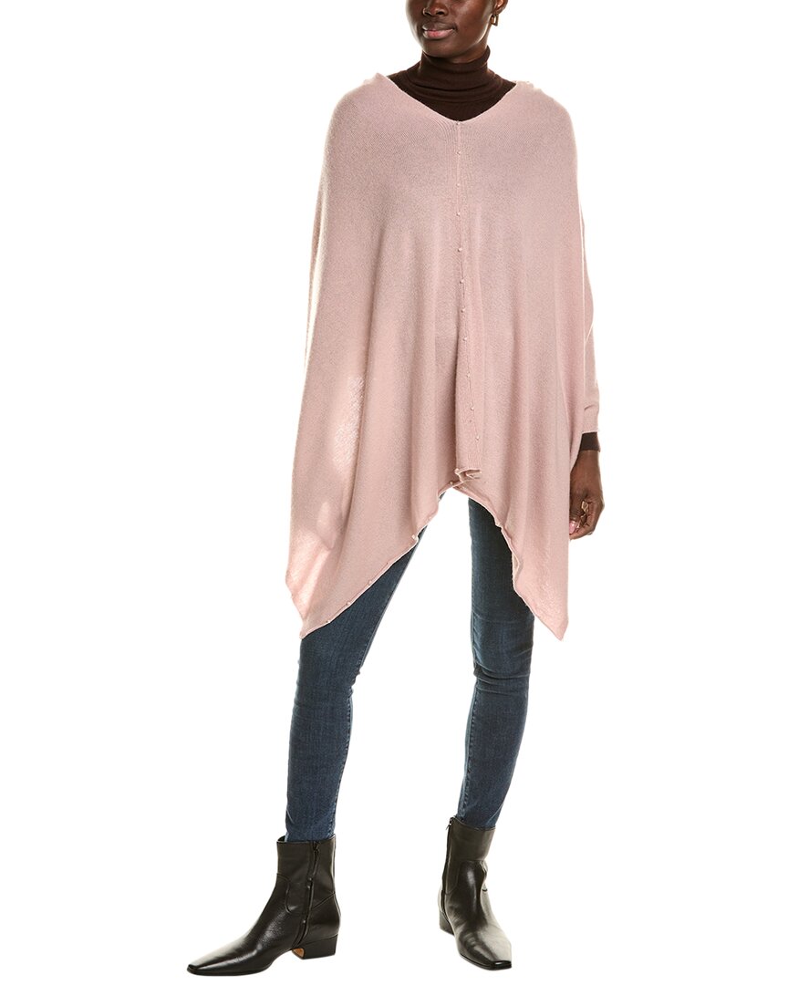 Sofia Cashmere Sofiacashmere Pearl Trim Wool & Cashmere-blend Poncho In Pink