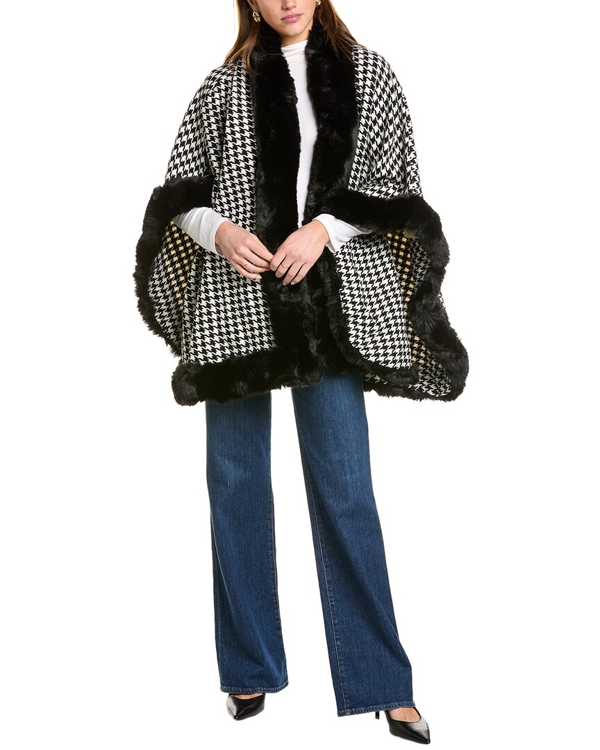 La Fiorentina Houndstooth Ruana In Black
