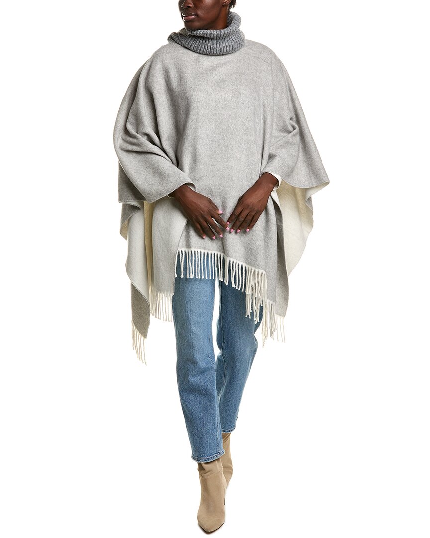 La Fiorentina Turtleneck Poncho In Grey