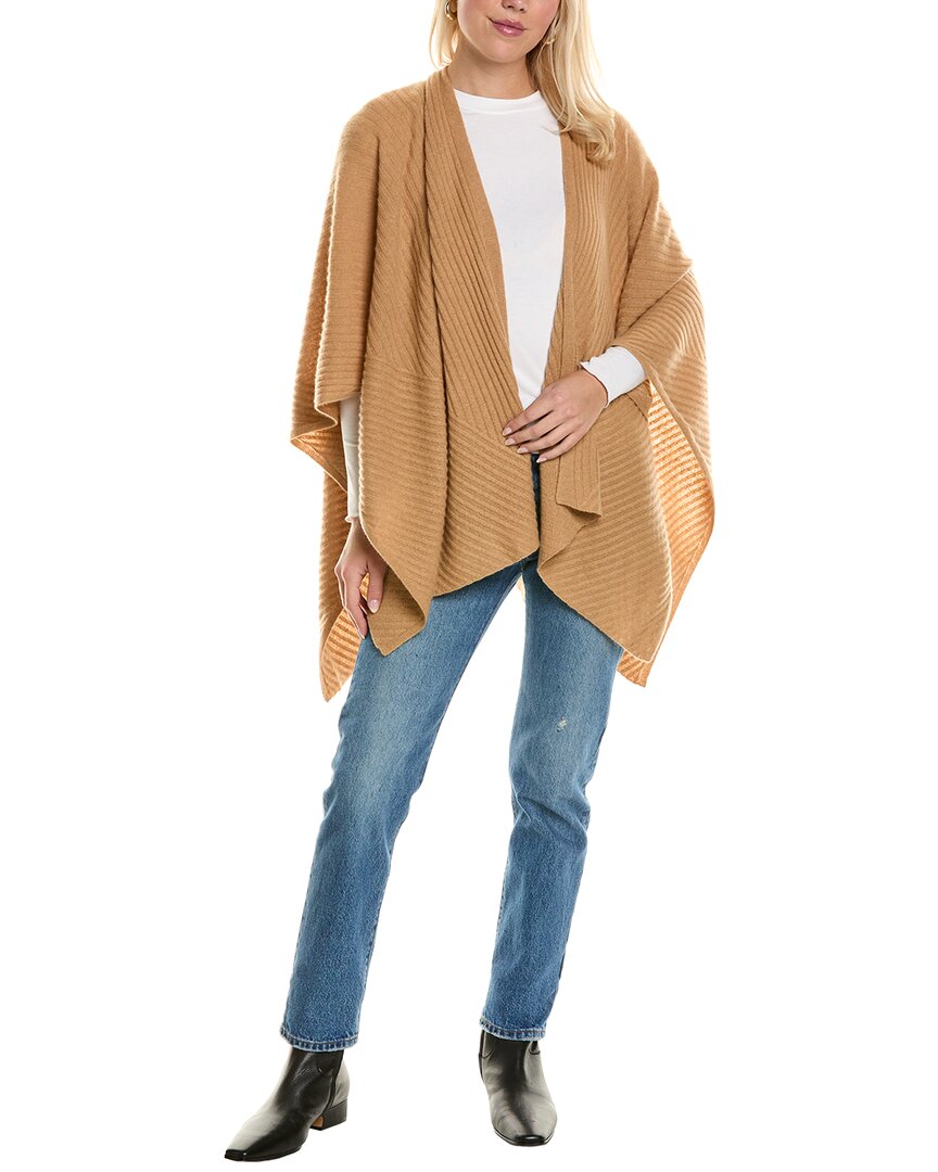 Amicale Cashmere Traveling Rib Cashmere Cape In Brown