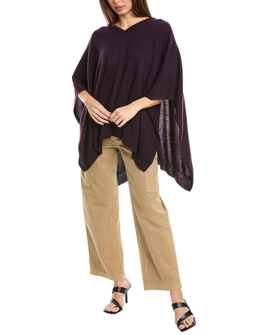 Amicale Cashmere V-neck Cashmere Poncho In Purple