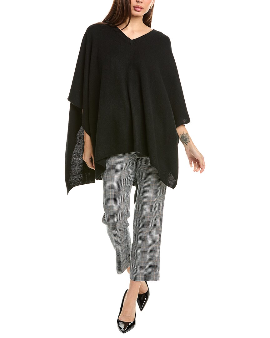Amicale Cashmere V-neck Cashmere Poncho In Black