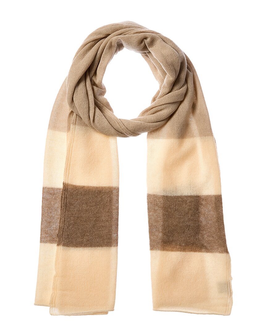 Portolano Striped Lurex Cashmere Wrap In Beige