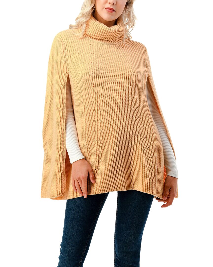 Marcus Adler Knit Cowl Neck Cape Topper In Brown