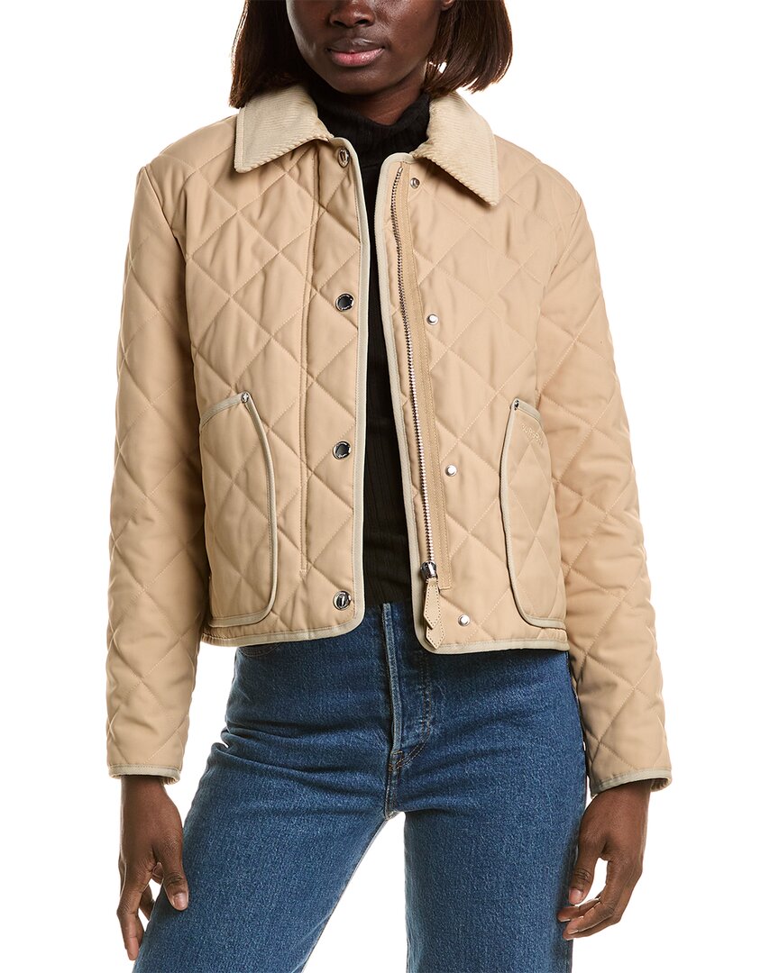 Burberry Lanford Short Quilted Nylon Jacket In Beige