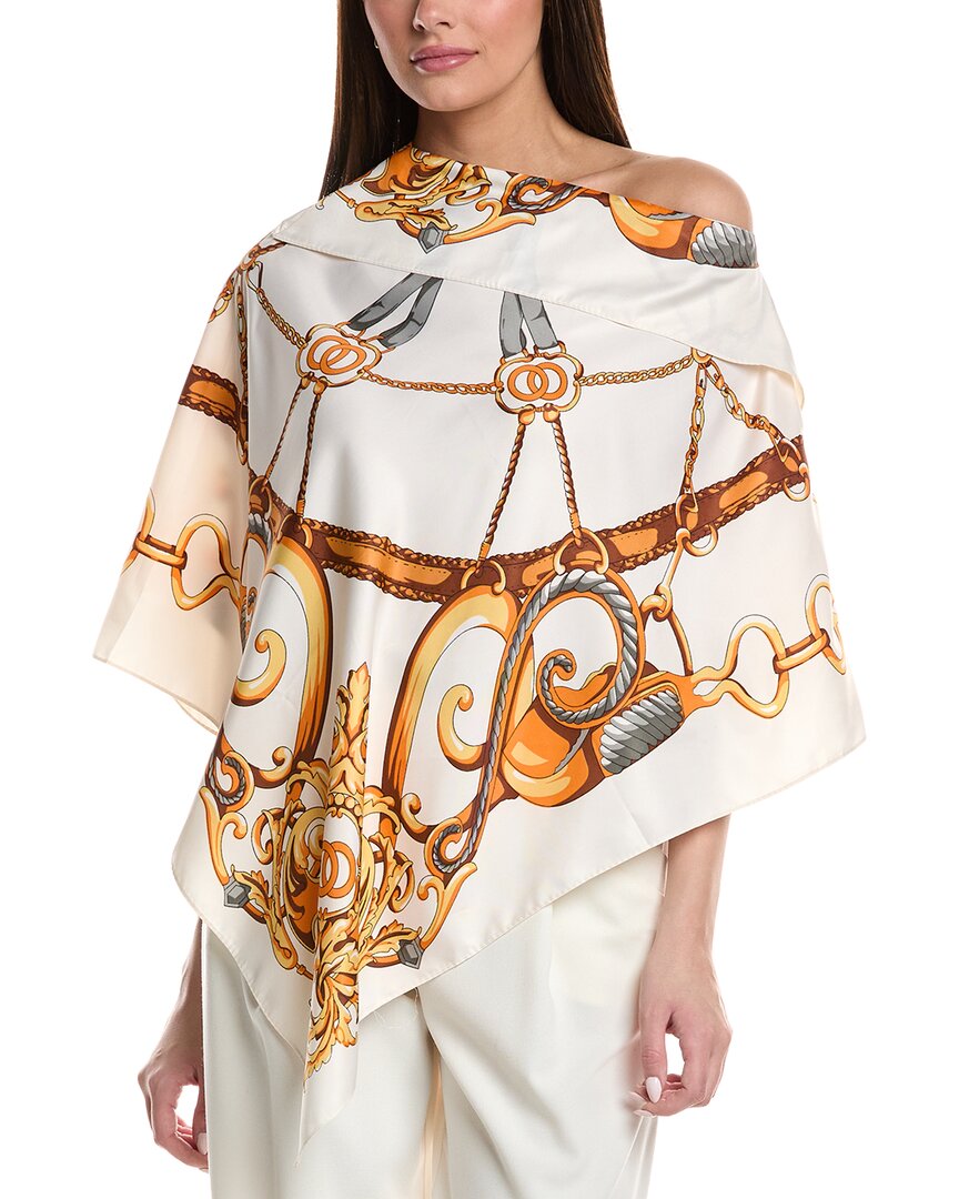 La Fiorentina Chain Print Poncho In Neutral