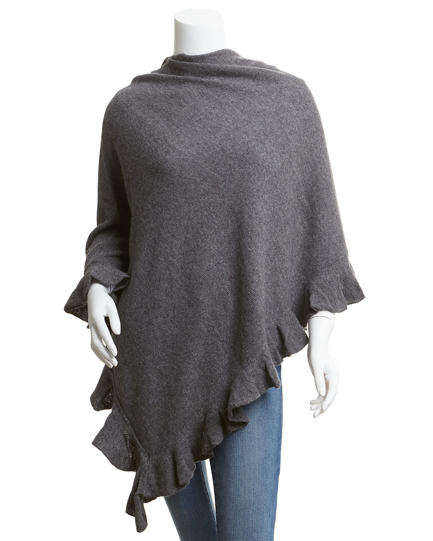 Hannah Rose Ruffle Cashmere Topper In Grey