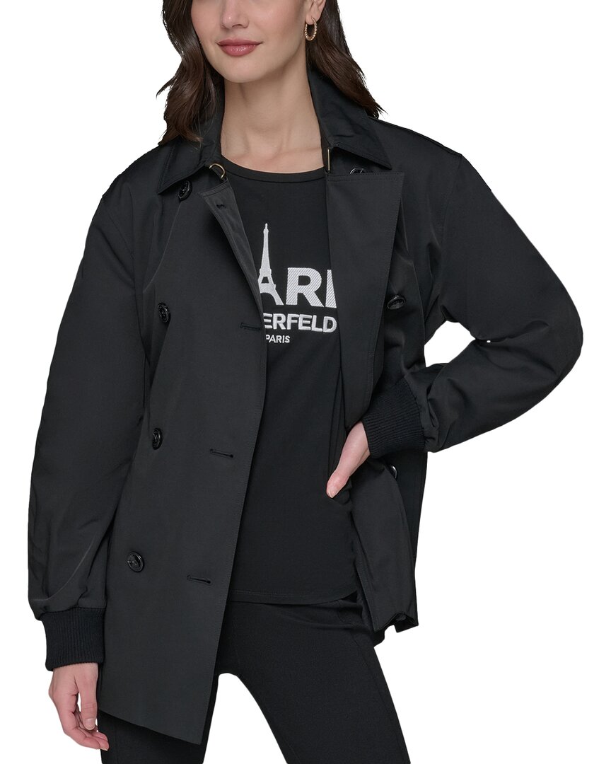 Karl Lagerfeld Bomber Sleeve Trench Coat