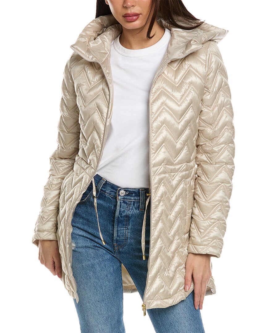 Via Spiga Chevron Quilted Coat In Neutral