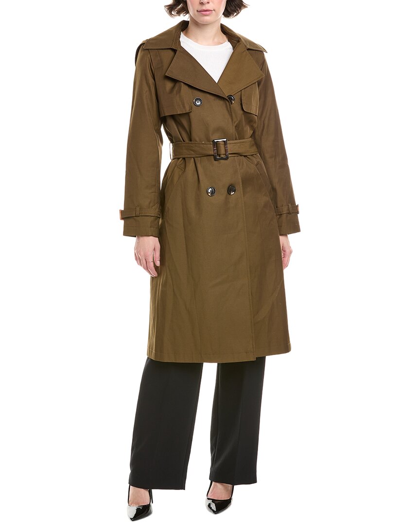 Sam Edelman Double Breasted Belted Trench Coat In Green