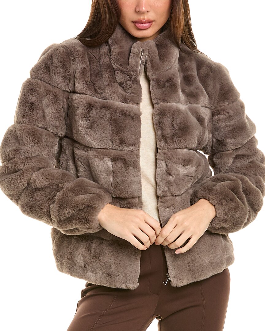 Stella + Lorenzo Suede-trim Jacket In Brown