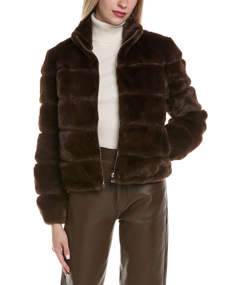 Stella + Lorenzo Suede-trim Jacket In Brown