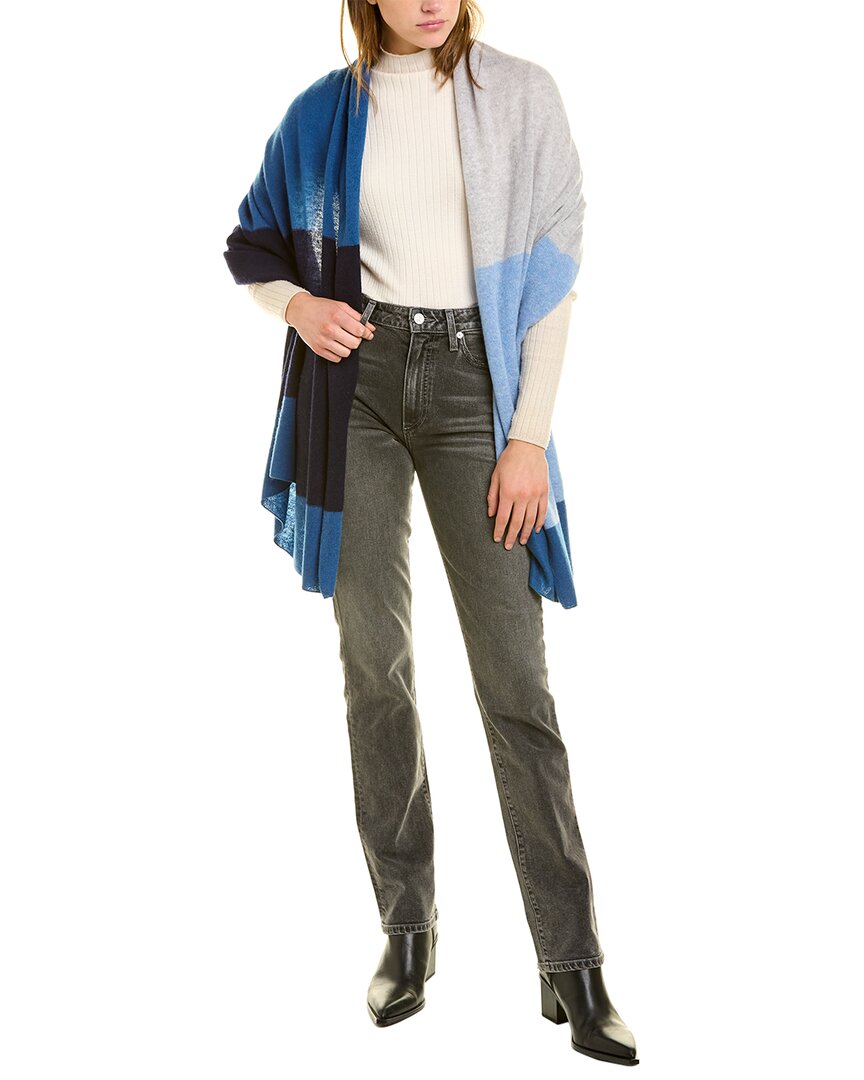 In2 By Incashmere Bold Stripe Cashmere Wrap In Blue