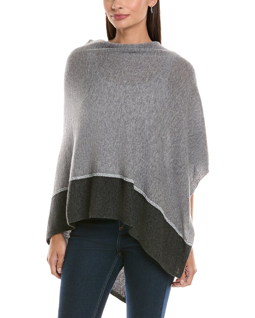 Forte Cashmere Lurex Stripe Cashmere Poncho In Gray