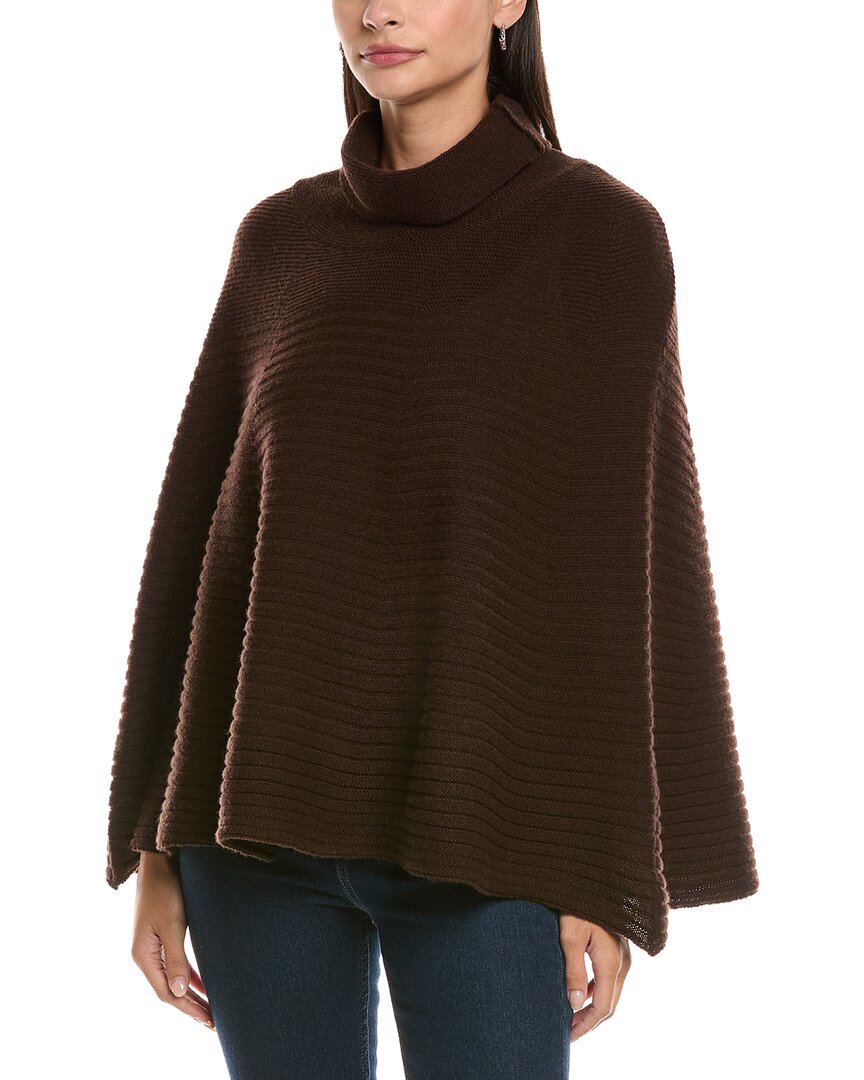 Forte Cashmere Circular Rib Cashmere & Wool-blend Poncho In Brown