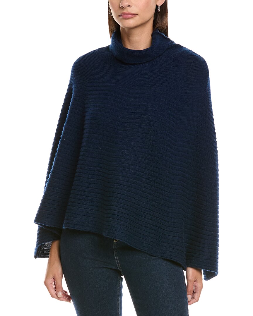 Forte Cashmere Circular Rib Cashmere & Wool-blend Poncho In Blue