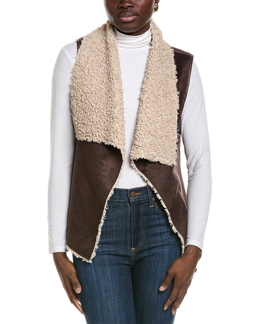 La Fiorentina Draped Front Vest In Brown