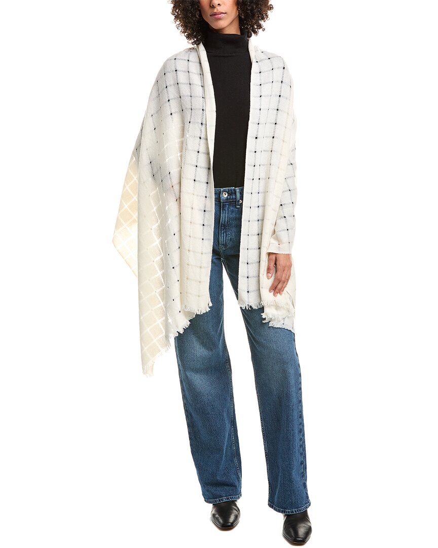 Forte Cashmere Open Weave Shawl In White