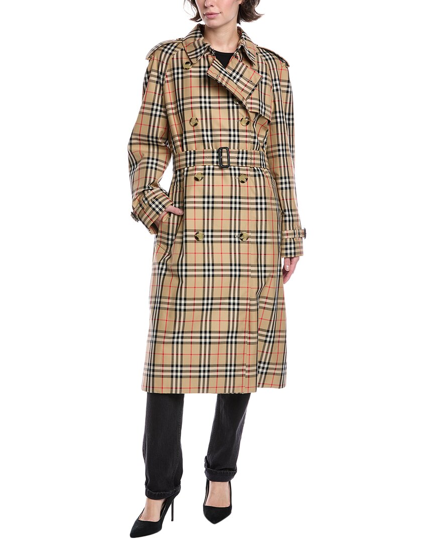 Burberry Checked Trench In Brown