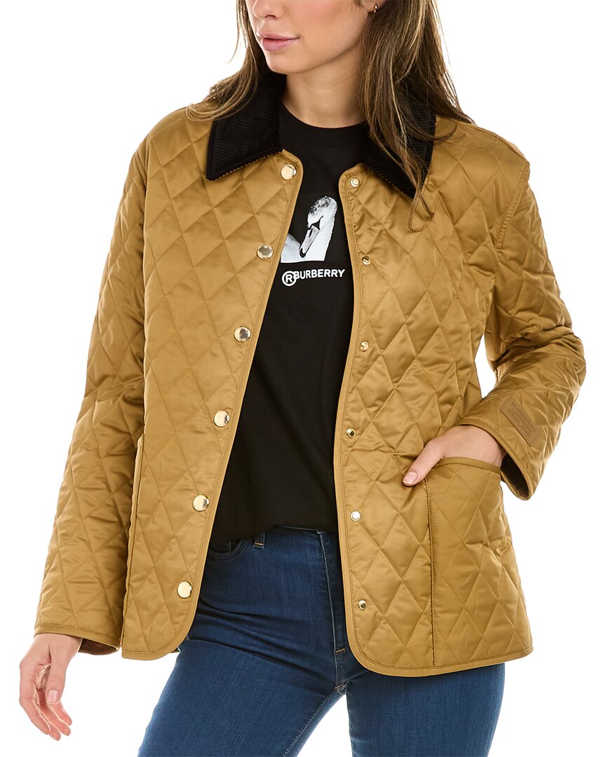 Burberry Corduroy-collar Diamond-quilted Jacket In Brown