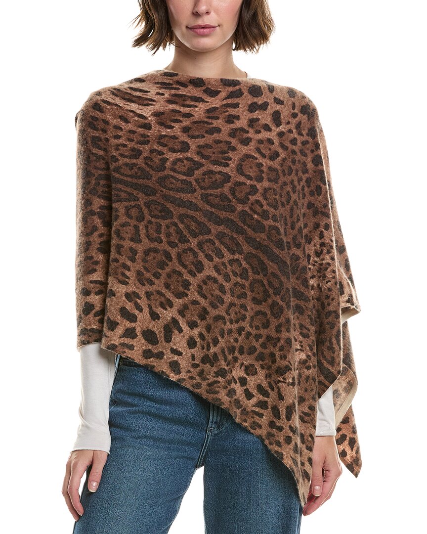 Sofia Cashmere Sofiacashmere Leopard Print Wool & Cashmere-blend Poncho In Brown