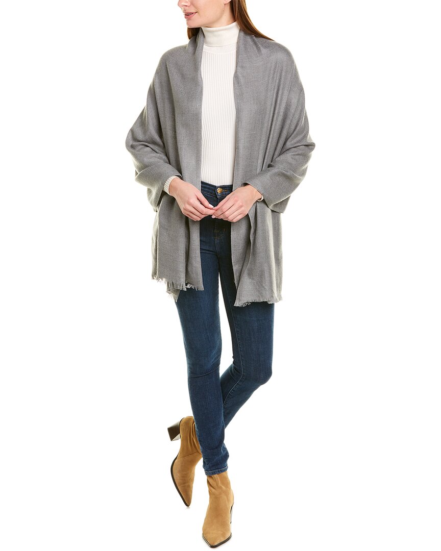 Amicale Cashmere Solid Cashmere & Wool-blend Wrap In Gray