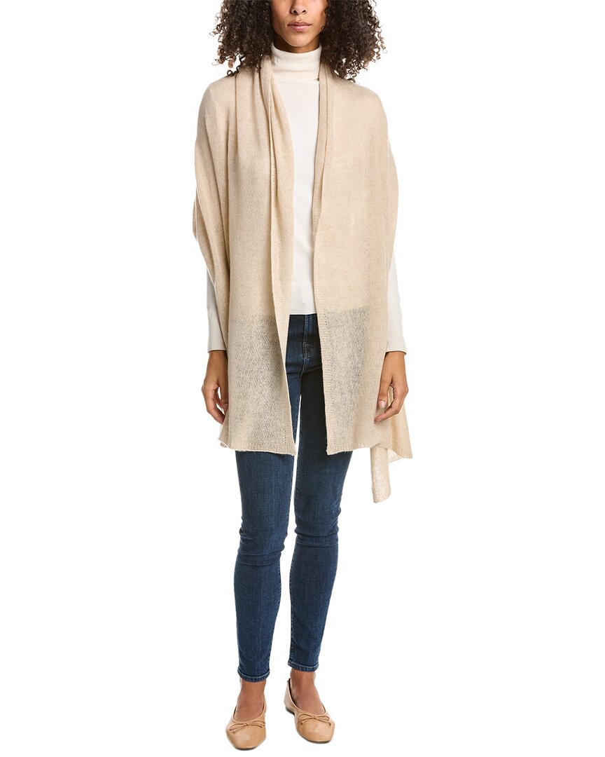 Amicale Cashmere Feather Weight Cashmere Travel Wrap In Brown
