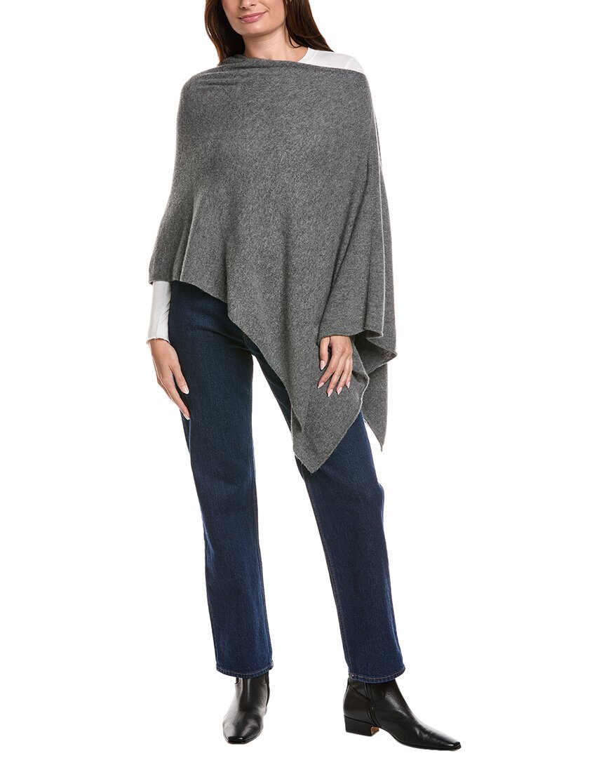 Amicale Cashmere Jersey Asymmetrical Cashmere Poncho In Gray