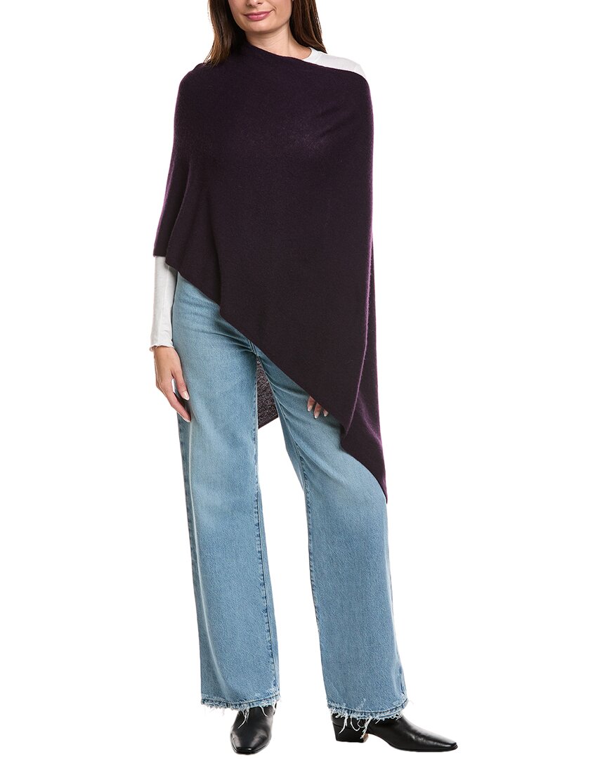 Amicale Cashmere Jersey Asymmetrical Cashmere Poncho In Black