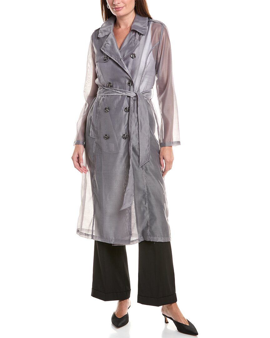 Nvlt Organza Trench Coat In Grey