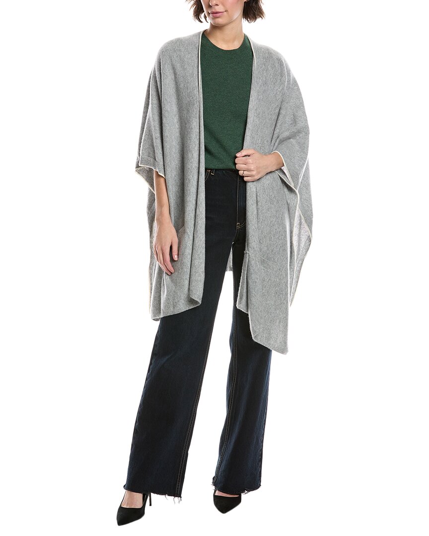 Vince Tipped Jersey Knit Cashmere Cape In Gray