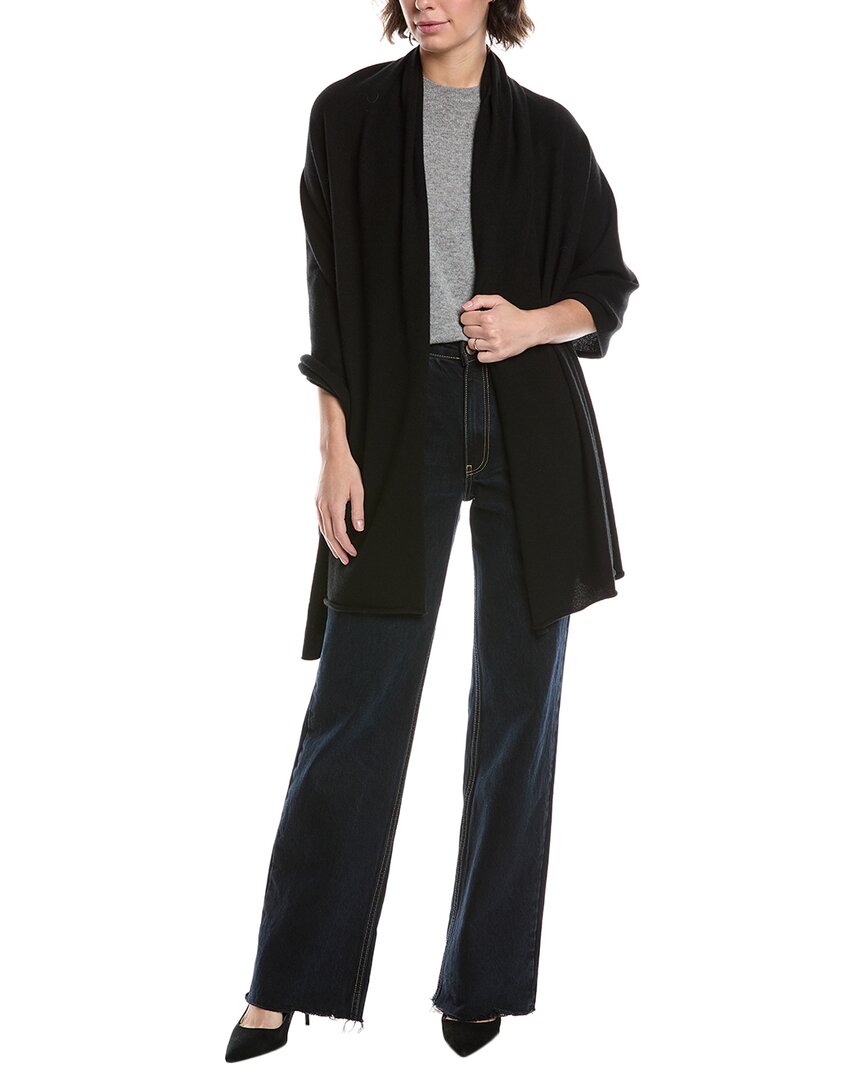 Vince New Boiled Cashmere Knit Blanket Wrap In Black