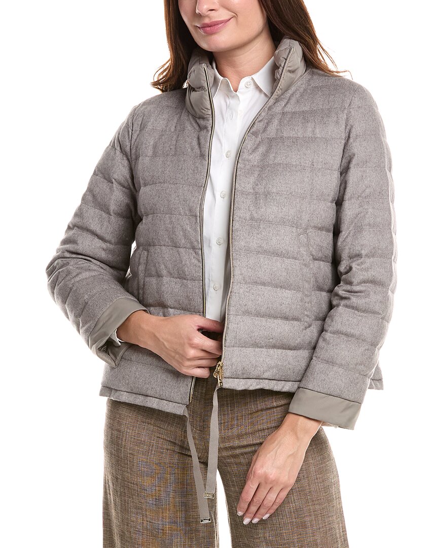 Herno Silk & Cashmere-blend Quilted Down Jacket In Gray