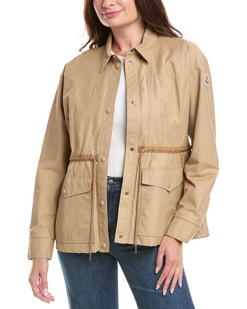 Moncler Saulon Cotton Blend Field Jacket In Brown