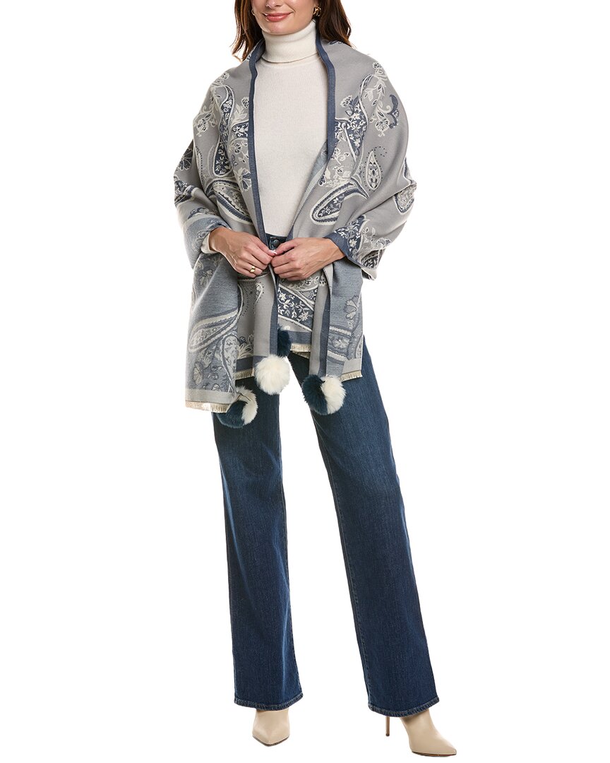 La Fiorentina Floral Print Wrap In Gray