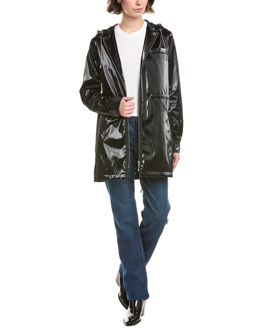 Jane Post Princess Slicker Trench Coat In Black