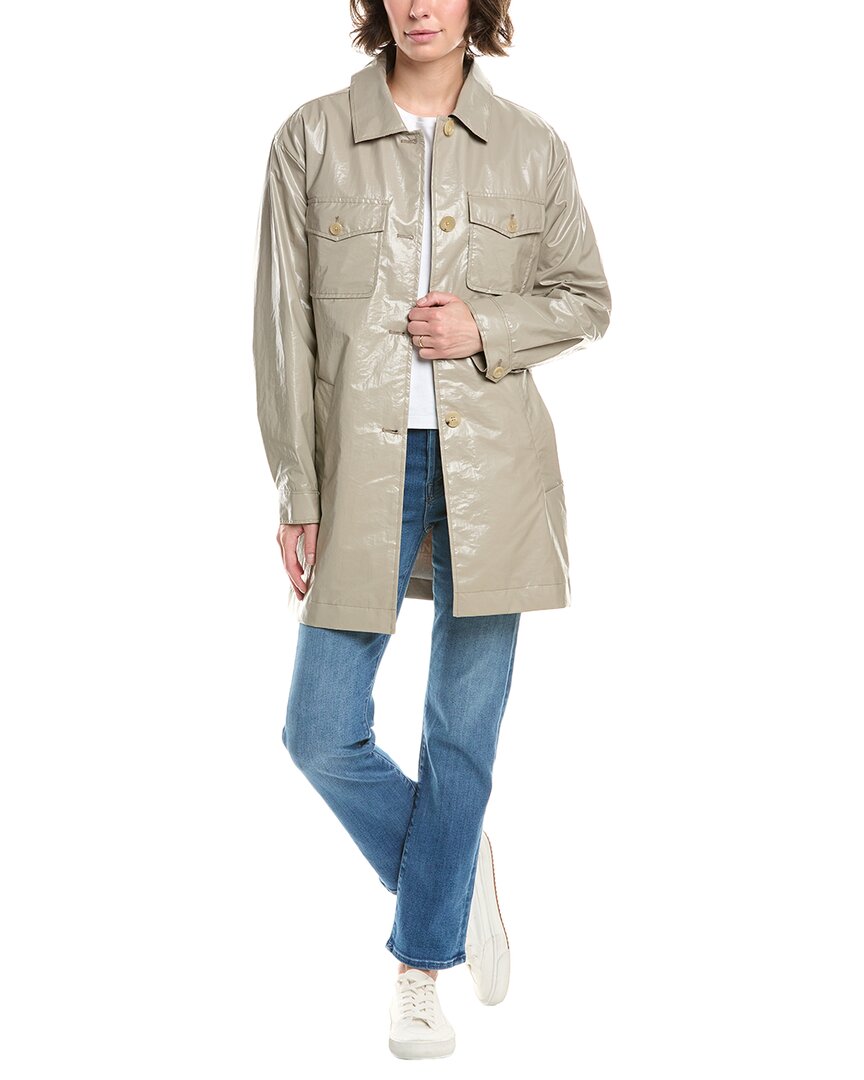 Jane Post Belted Trench Coat In Gray