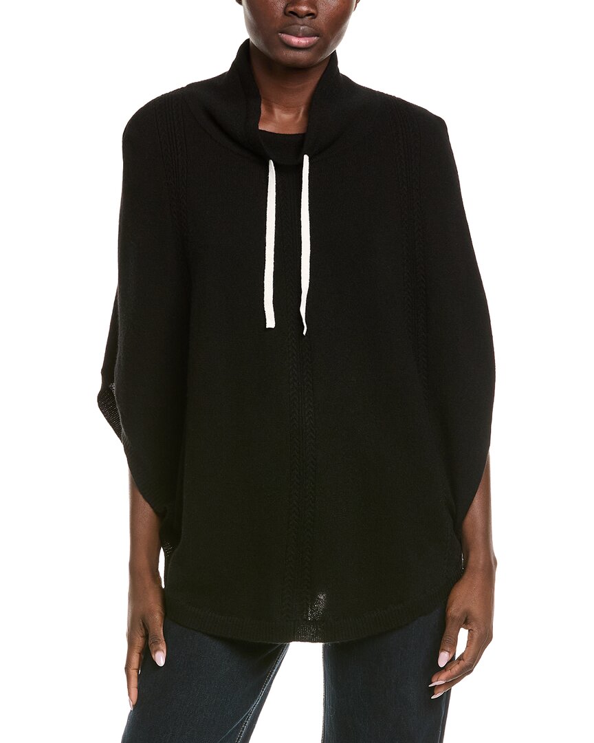 Hannah Rose Arrowhead Cable Cashmere Poncho In Black