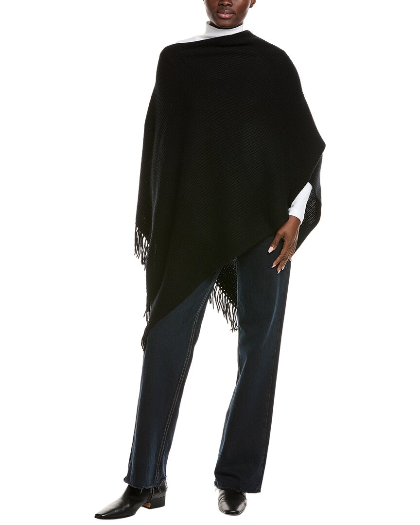 Hannah Rose Shaker Stitch Fringe Wool & Cashmere-blend Topper In Black