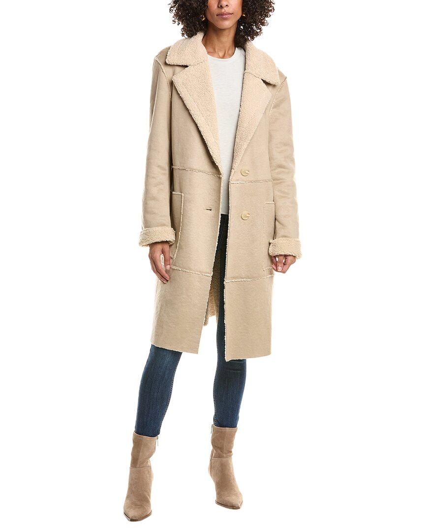 Frye Faux Shearling Coat In Neutral