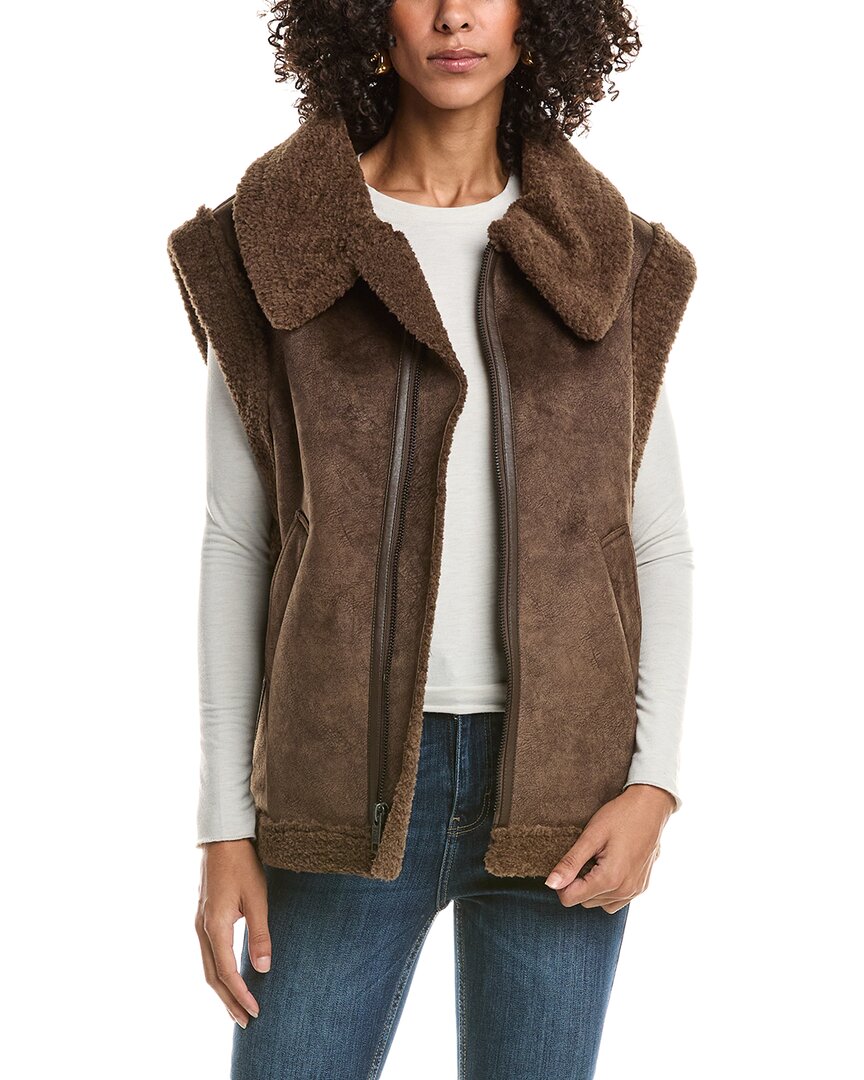 Frye Faux Sherpa Vest - Mocha In Brown