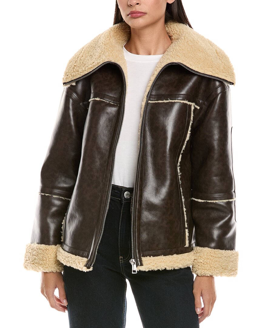 Apparis Calina Bonded Coat In Brown