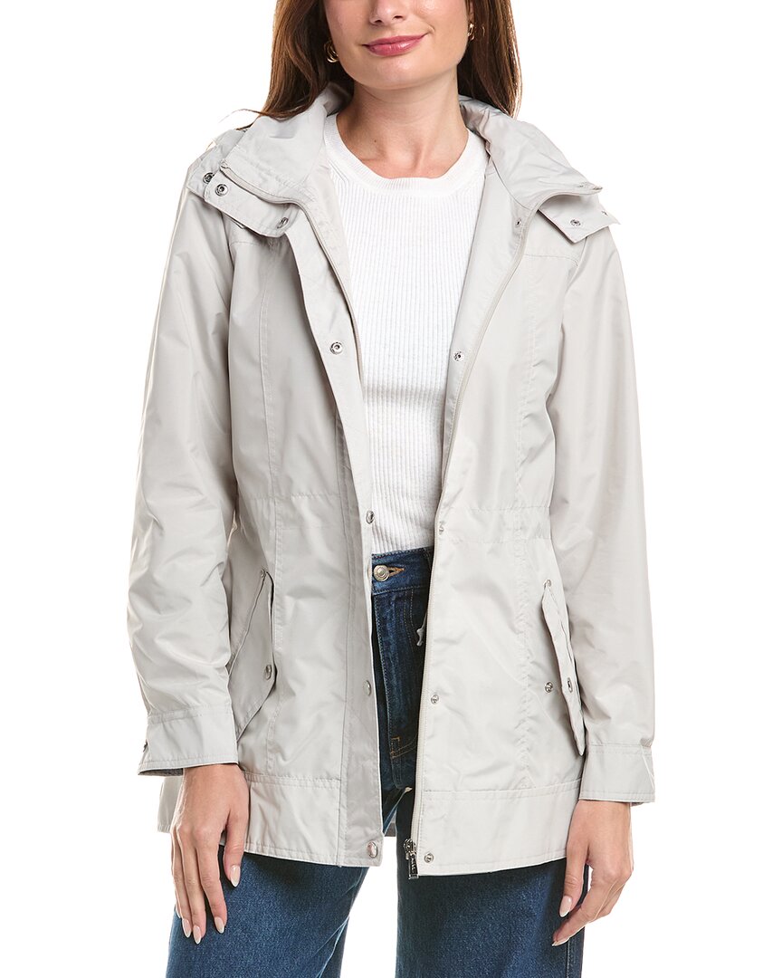 Nicole Miller Hooded Anorak In Gray
