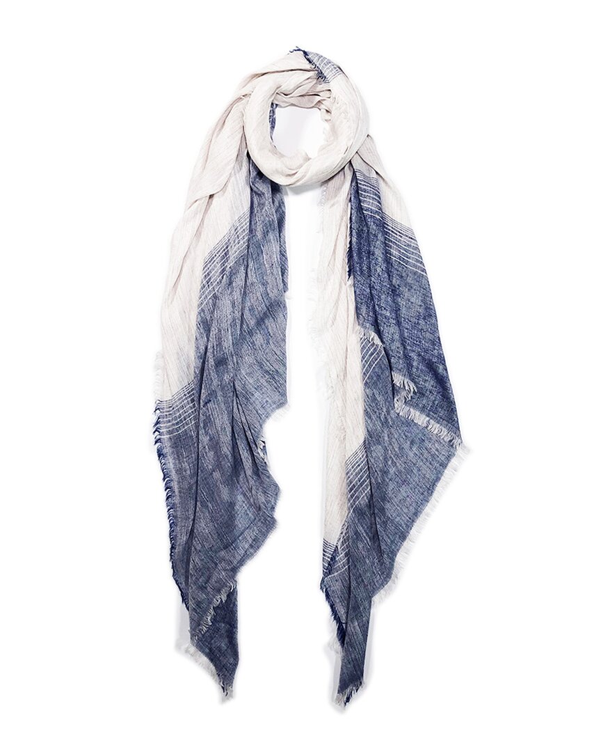 Blue Pacific Turkish 2-tone Linen-blend Scarf In Blue