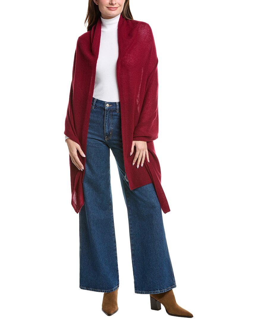 Amicale Cashmere Feather Weight Cashmere Travel Wrap In Red