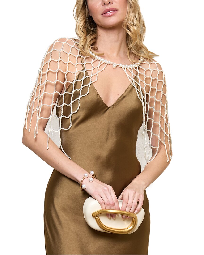 Saachi Pearl Beaded Cape In Green