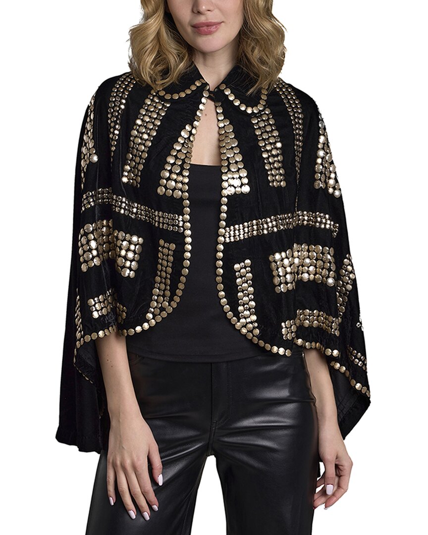 Saachi Velvet Sequin Capelet In Black