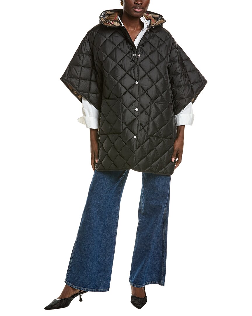 Burberry Dnu Pack  Quilted Snap Poncho In Black