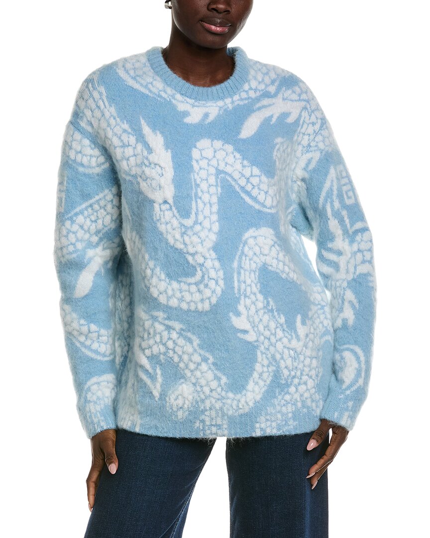 Givenchy Woman Sweater Sky Blue Size L Mohair Wool, Polyamide, Wool, Elastane