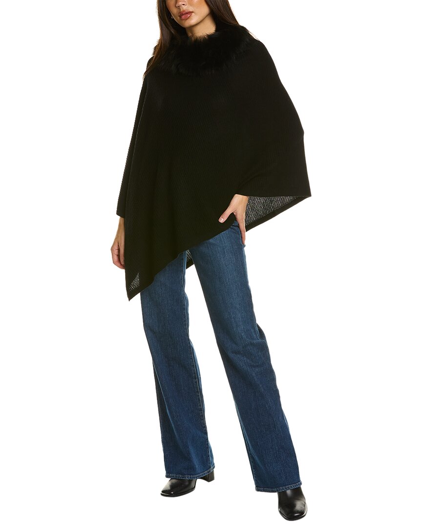 Sofiacashmere Basic Cashmere Poncho In Black